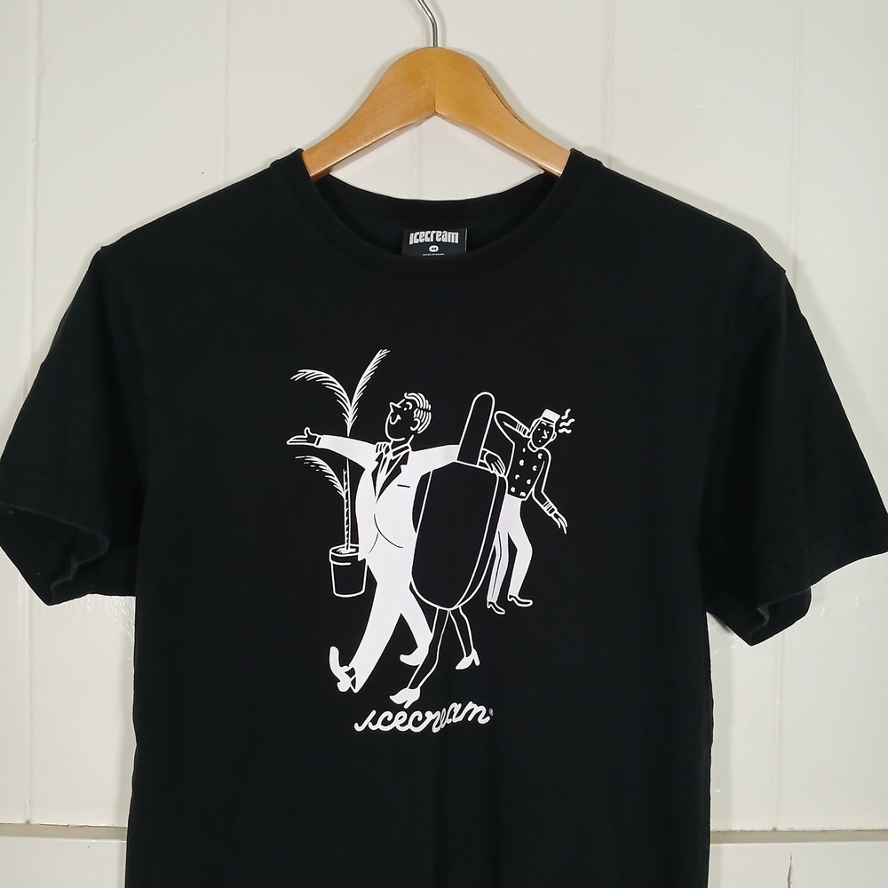 Icecream Graphic T-Shirt Mens Size M Black Short Sleeve Popsicle Streetwear Tee